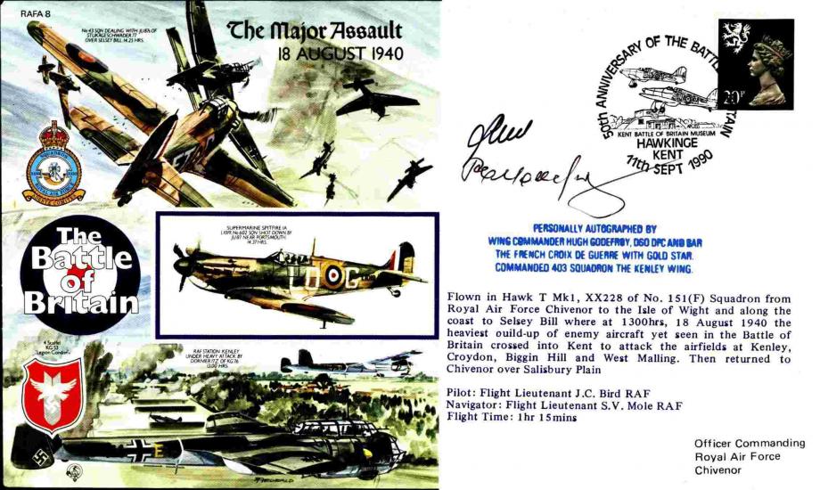 The Major Assault. 18 August 1940 Cover Signed H Godefroy