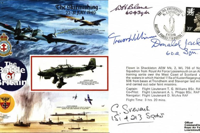 The Skirmishing 22-31 July 1940 Cover Signed D Jack G Stevens W Blane