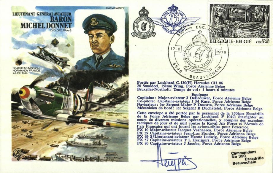 Lt Gen Aviateur Baron Michel Donnet cover Pilot signed