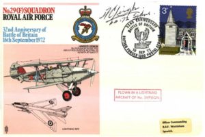 29(F) Squadron cover Signed by A C Leigh a BoB Pilot with 64 Squadron and 72 Squadron