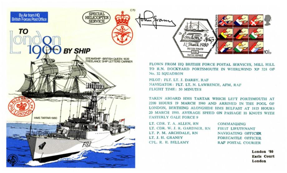 To London by Ship 1980 cover Sgd crew