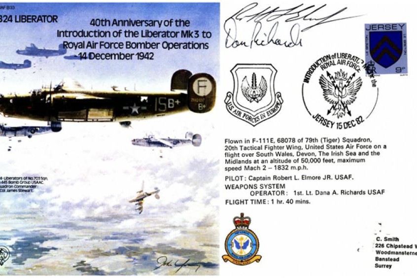B24 Liberator cover Signed Elmore Richards USAF