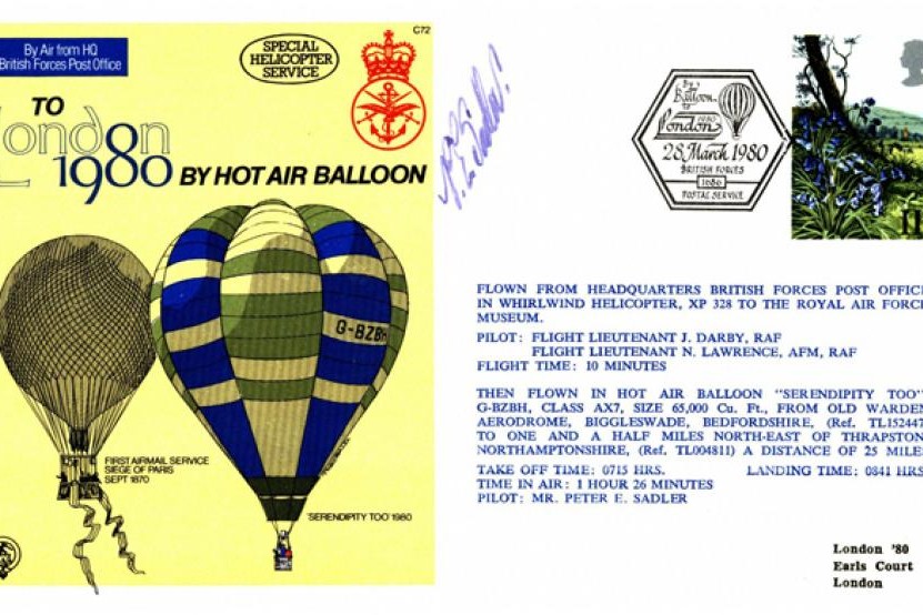 To London by Hot Air Balloon 1980 cover Sgd Sadler