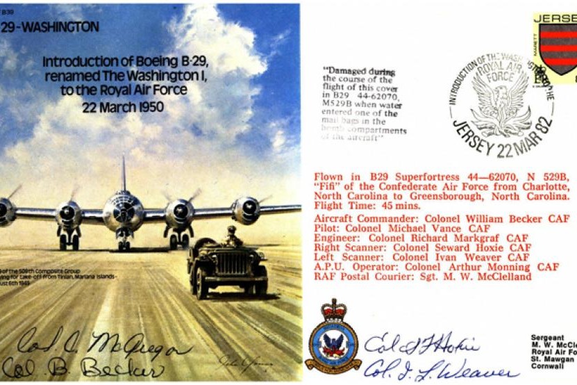 B29 Washington cover Crew signed