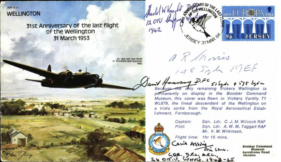 Wellington cover Signed 8 WW2 airmen
