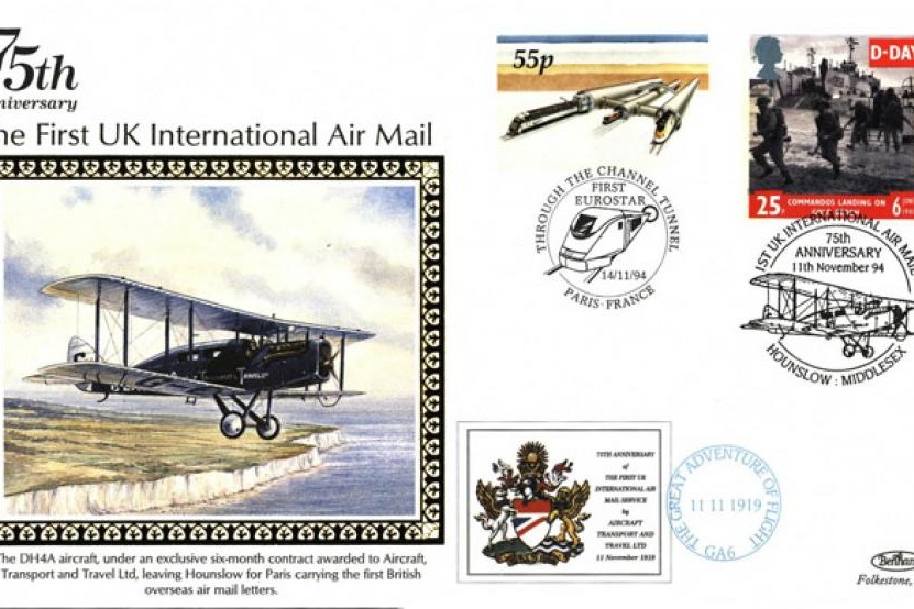 Benham Silks cover. First International Air Mail