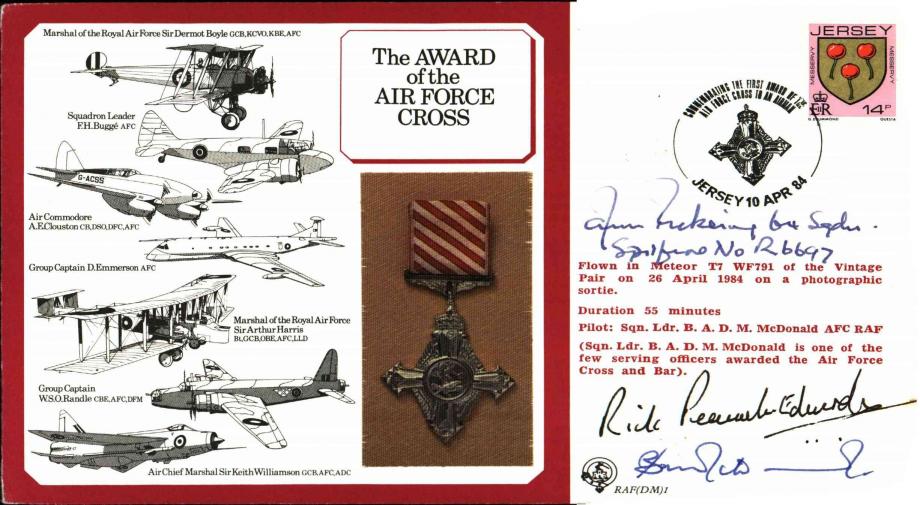 Air Force Cross. Signed B McDonald and 15 AFC holders
