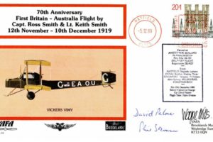 Vickers Vimy cover Sgd D Palmer W Mills and P Stevenson