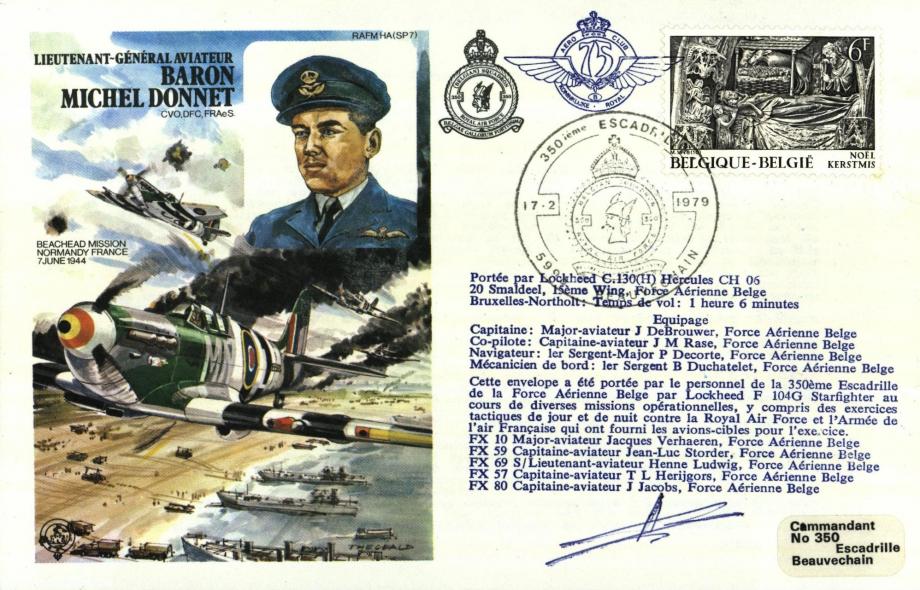 Lt Gen Aviateur Baron Michel Donnet cover Pilot signed