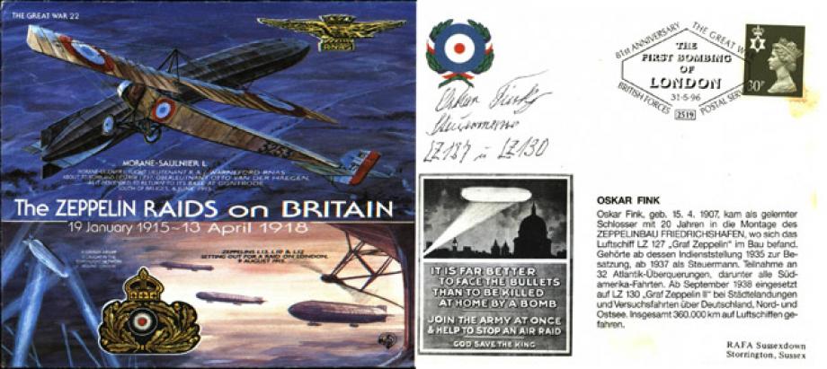 Zeppelin Raids on Britain cover Sgd O Fink