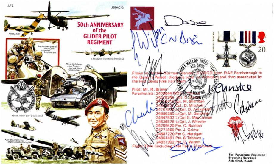 50th Anniversary of Glider Pilot Regiment cover Signed by 12