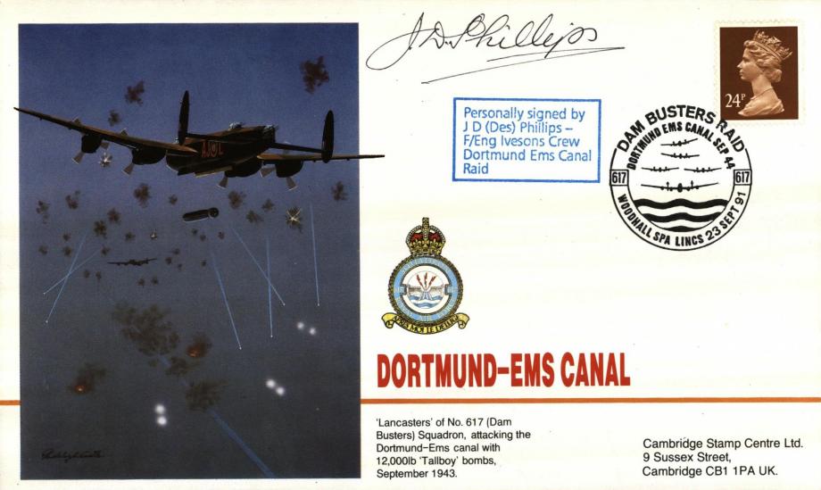 Dambusters 617 Squadron Cover Signed Des Phillips Dortmund-Ems Canal