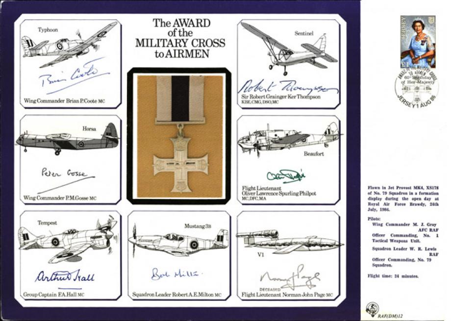 Military Cross to Airmen, Large signed cover