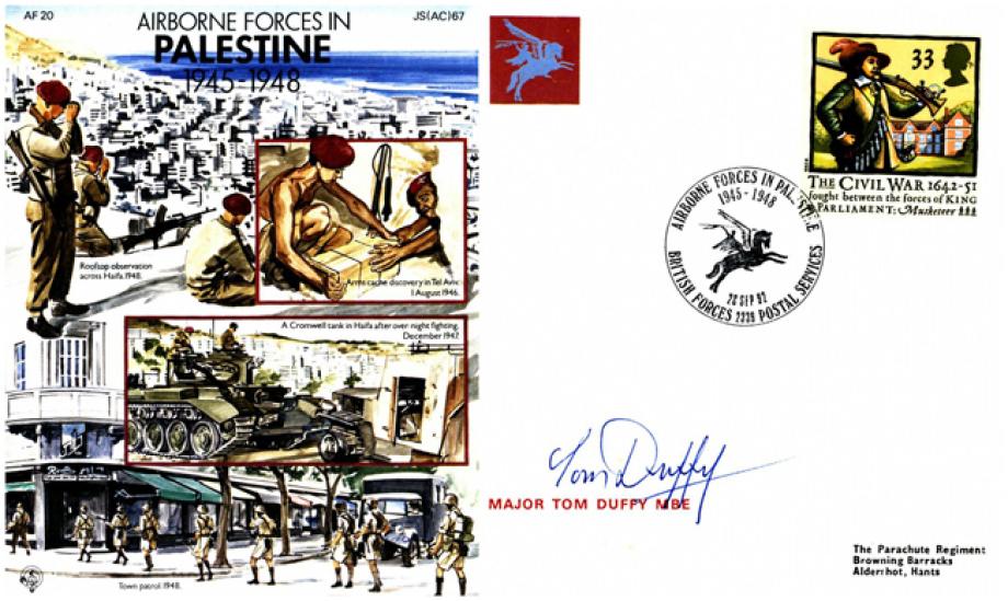 Airborne Forces in Palestine cover Signed Major Tom Duffy