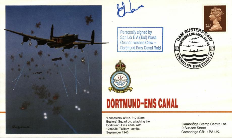 Dambusters 617 Squadron Cover Signed Ted Wass Dortmund-Ems Canal