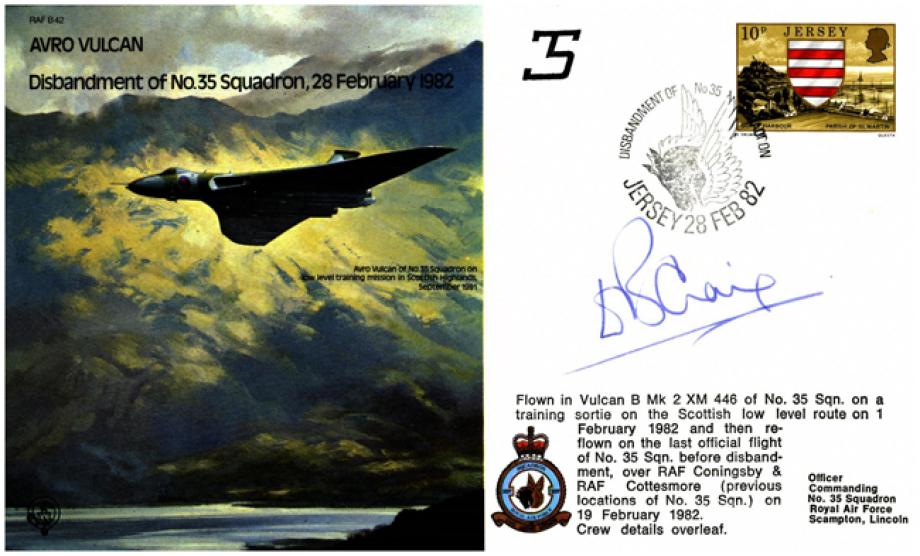 Avro Vulcan cover Signed ACM Sir David Craig