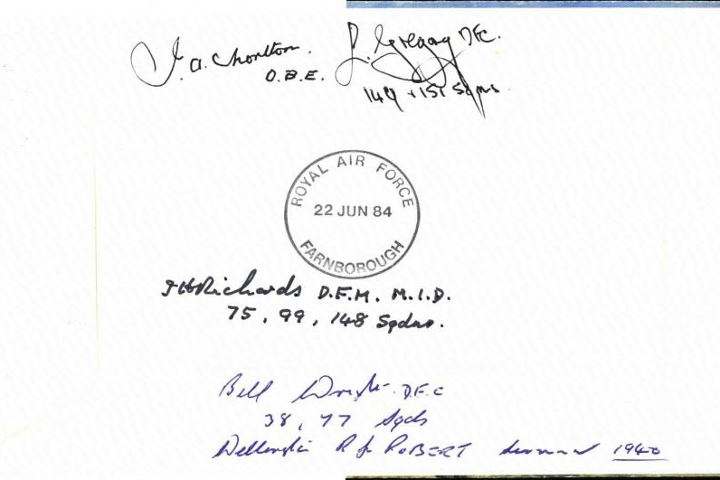 Wellington cover Signed 8 WW2 airmen