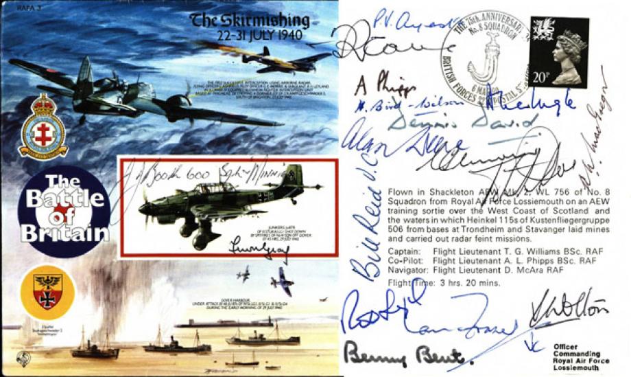 The Skirmishing 22-31 July 1940 Cover Signed 3 VCs And 14 Bob Pilots
