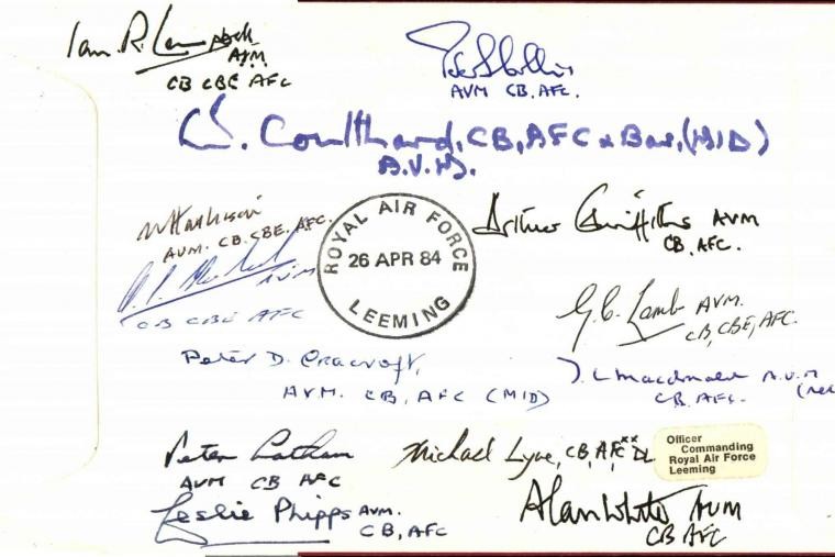 Air Force Cross. Signed B McDonald and 15 AFC holders