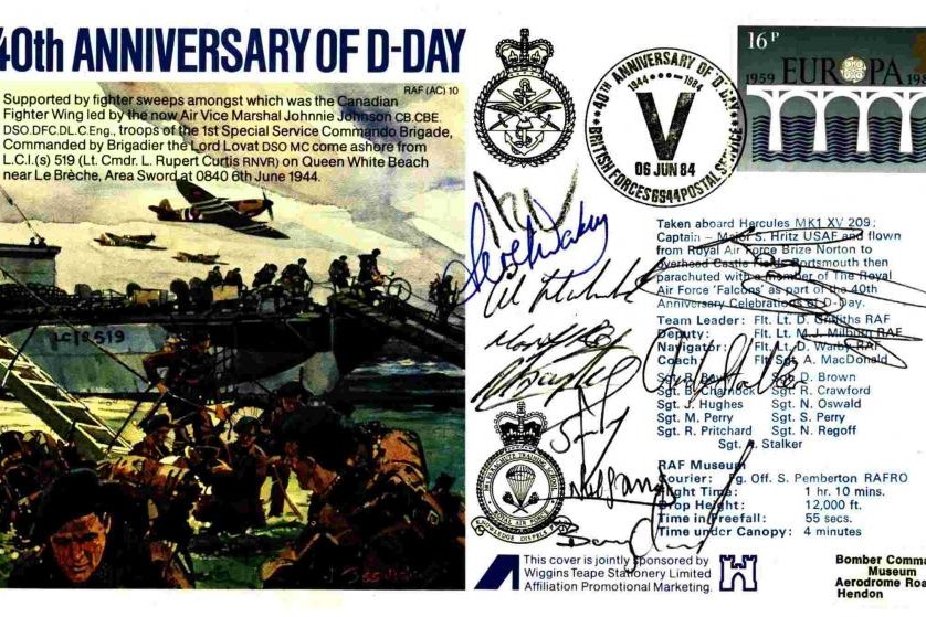 D Day cover Sgd by 10 paras