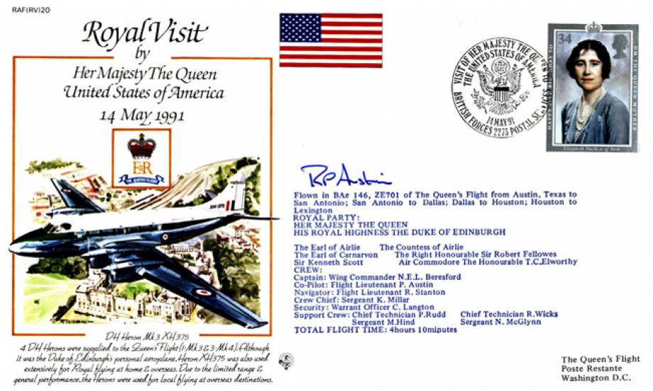 Royal Visit by The Queen to USA cover. Signed P Austin