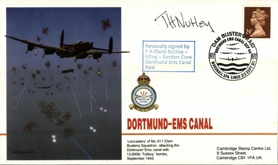 Dambusters 617 Squadron Cover Signed Tom Nutley Dortmund-Ems Canal