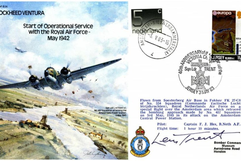 Lockheed Ventura cover Signed L H Trent VC
