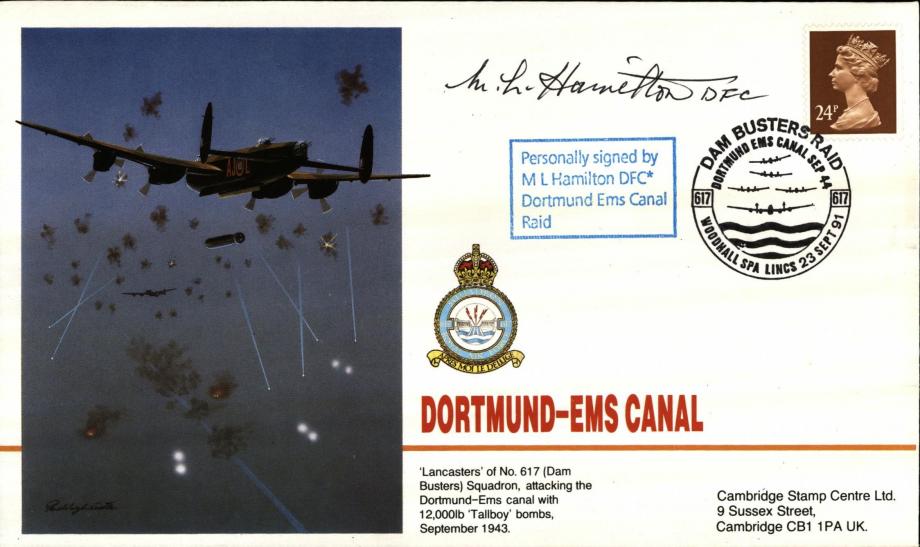 Dambusters 617 Squadron Cover Signed M L Hamilton Dortmund-Ems Canal