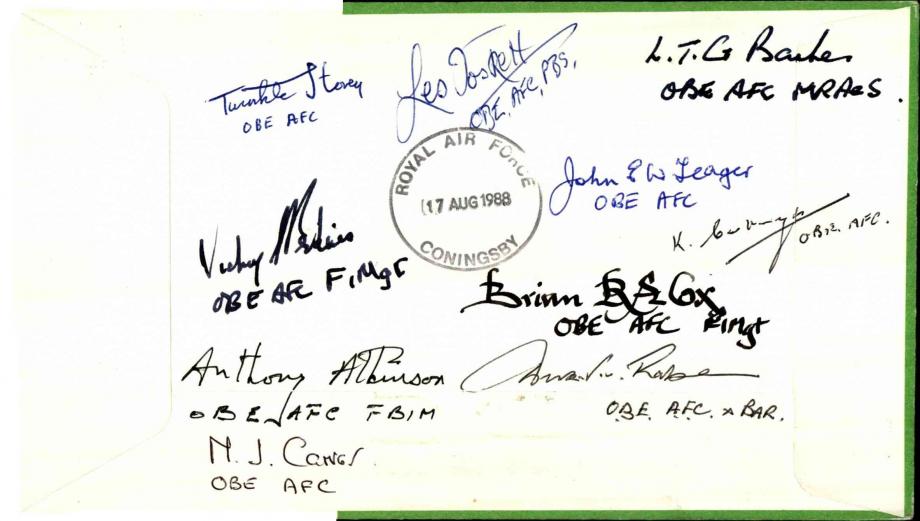 Defence Medal cover Signed 10 RAF holders of the OBE