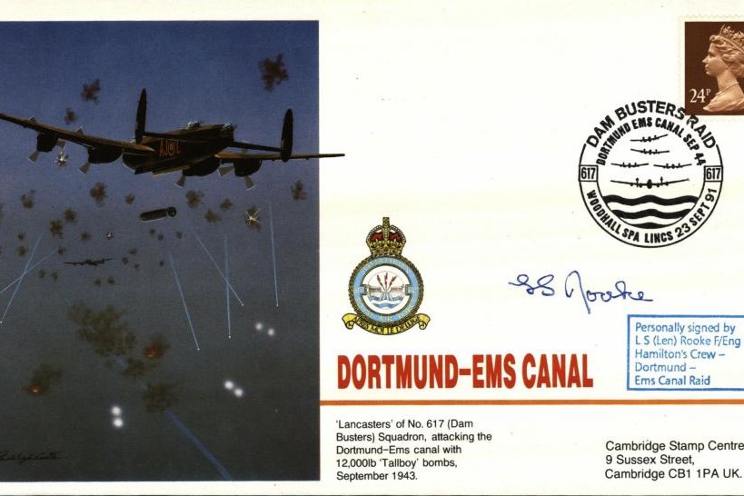 Dambusters 617 Squadron Cover Signed Len Rooke Dortmund-Ems Canal