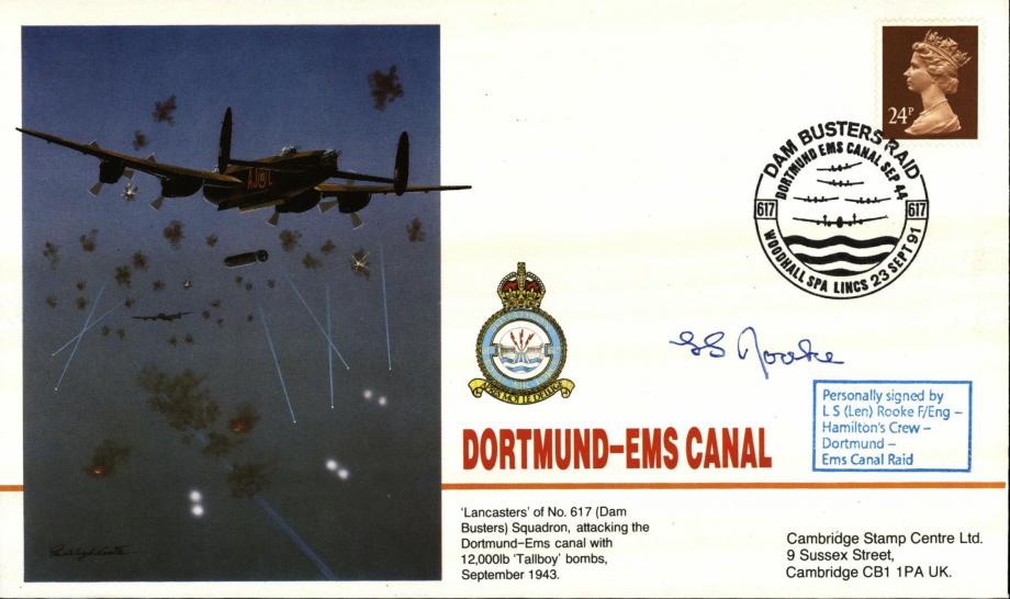 Dambusters 617 Squadron Cover Signed Len Rooke Dortmund-Ems Canal