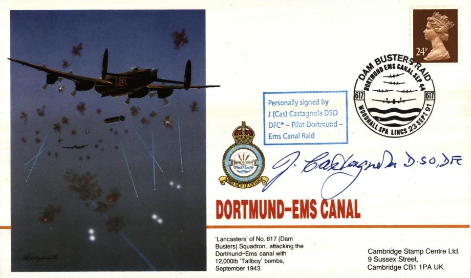 Dambusters 617 Squadron Cover Signed J Castagnola Dortmund-Ems Canal