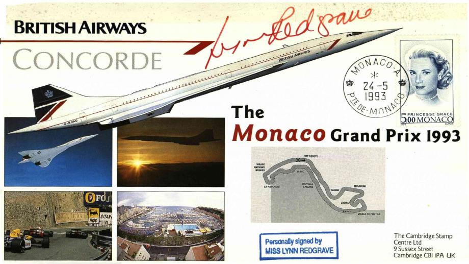 Concorde cover Monaco Grand Prix Sgd Lynn Redgrave