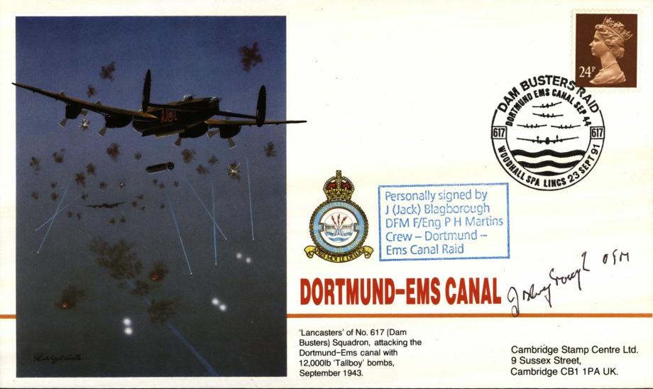 Dambusters 617 Squadron Cover Signed Jack Blagborough Dortmund-Ems Canal