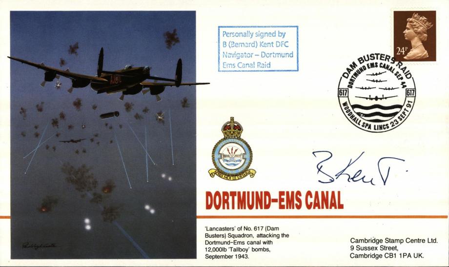 Dambusters 617 Squadron Cover Signed Bernard Kent Dortmund-Ems Canal