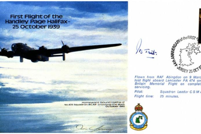 H.P Halifax cover Signed J B Tait Tirpitz