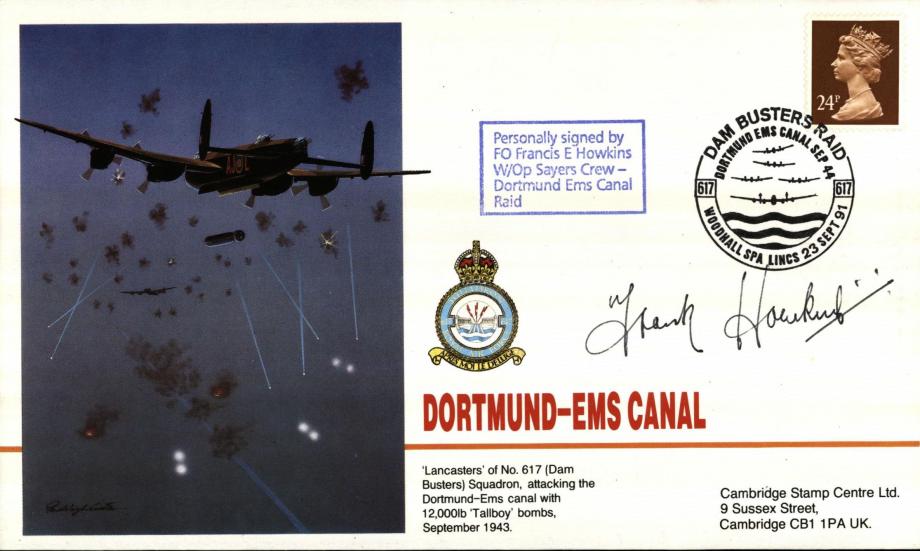 Dambusters 617 Squadron Cover Signed Francis E Howkins Dortmund-Ems Canal