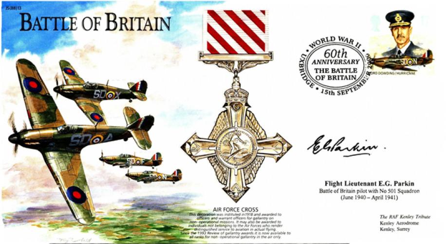 Battle of Britain cover Sgd E G Parkin a BoB Pilot 501 Sq