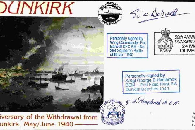 Dunkirk cover Sgd BoB pilot Eric Barwell and G E Hambrook