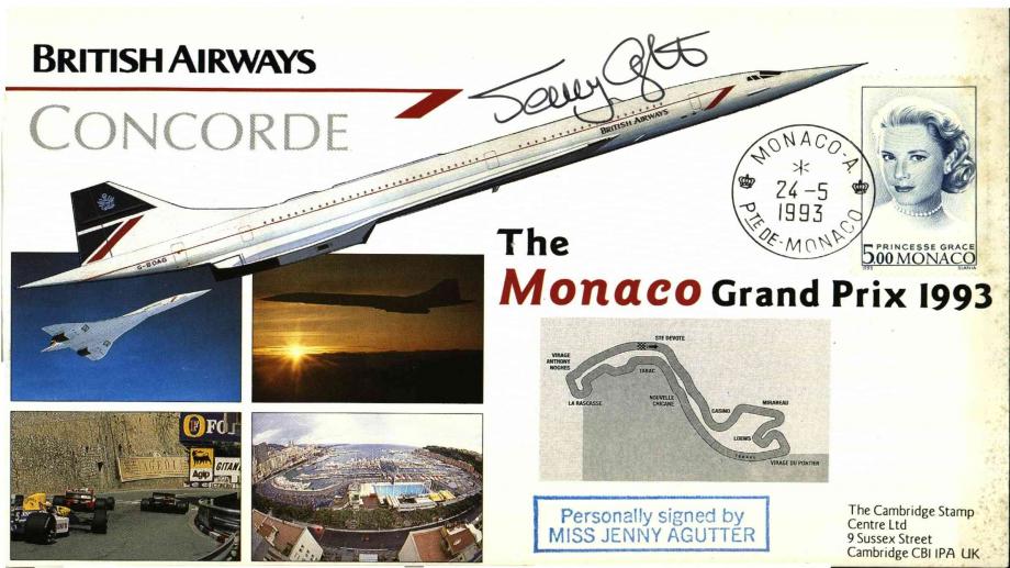 Concorde cover Monaco Grand Prix Sgd Jenny Agutter