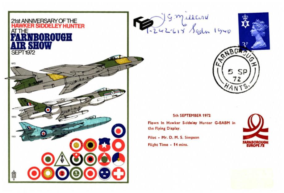 Hawker Siddeley Hawk Hunter cover Sgd J G Millard