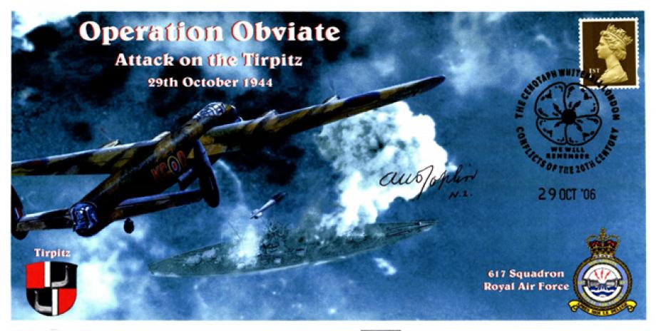 Dambusters 617 Squadron Cover Signed Arthur Joplin Tirpitz