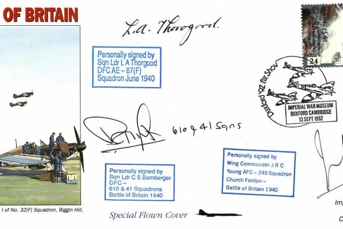 Battle Of Britain Cover Signed 3 BoB Pilots