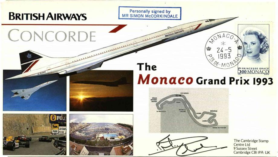 Concorde cover Monaco Grand Prix Sgd Simon McCorkindale