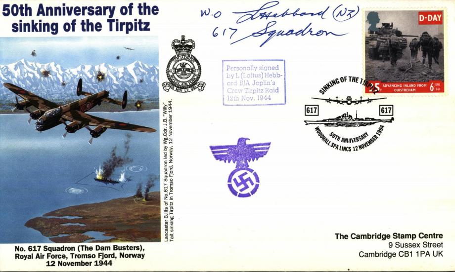 Dambusters 617 Squadron Cover Signed L Hebbard Tirpitz