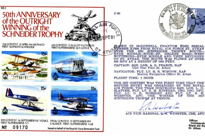 Schneider Trophy cover sgd S N Webster