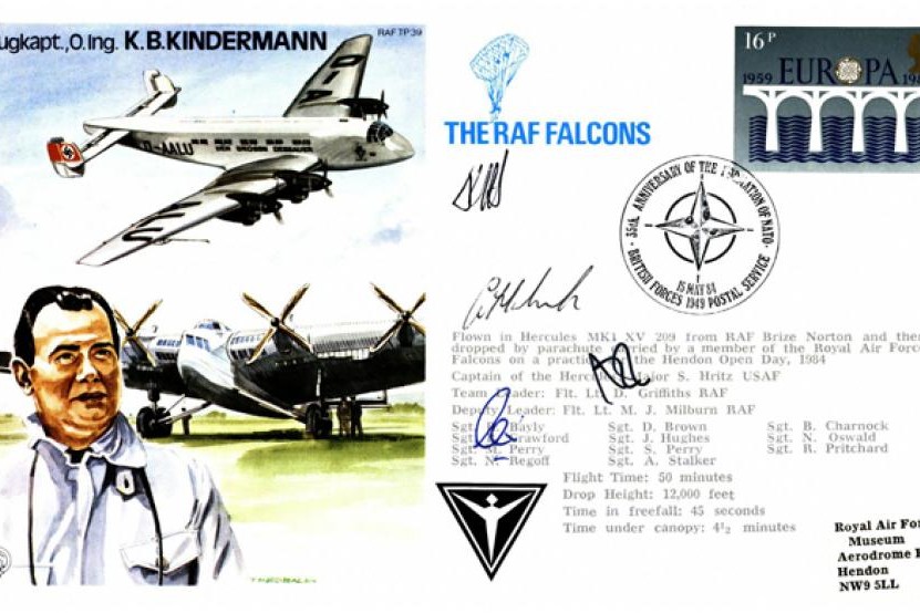 K B Kindermann the Test Pilot cover Sgd RAF Falcons members