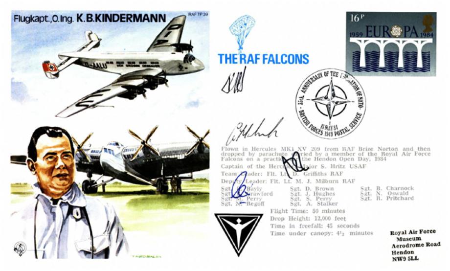 K B Kindermann the Test Pilot cover Sgd RAF Falcons members