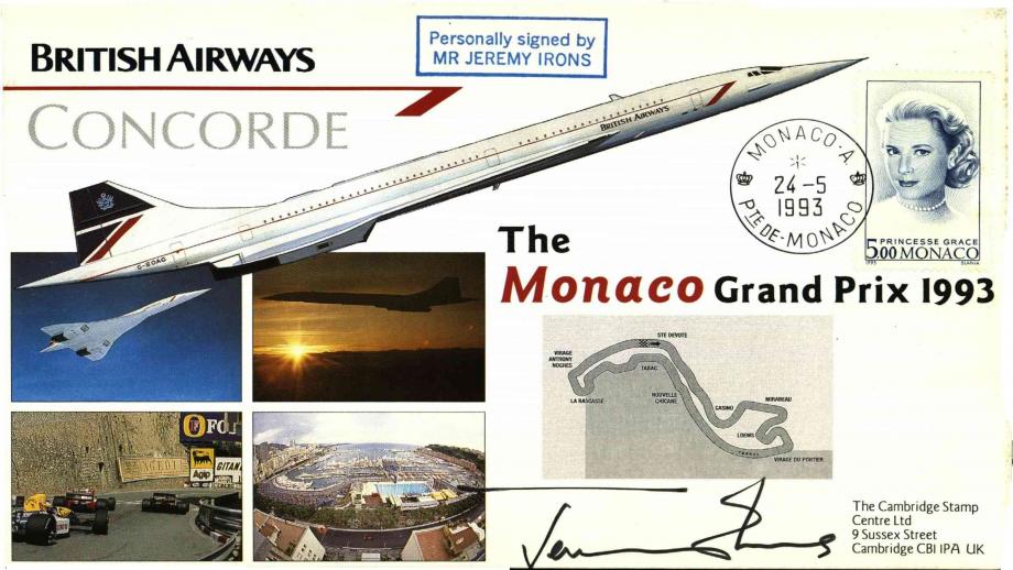 Concorde cover Monaco Grand Prix Sgd Jeremy Irons