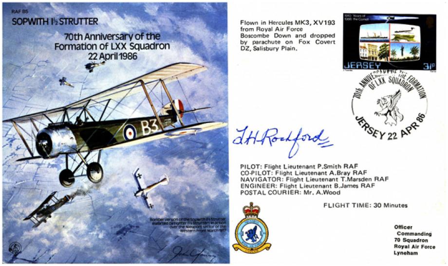 Sopwith Strutter cover Signed L H Rochford RNAS WW1